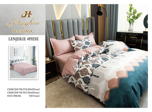 Lenjerie de pat Bumbac satinat, 4 piese, Multicolor