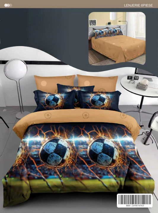 Lenjerie Copii 3D 6 Piese – Jocul Mingilor Albastre