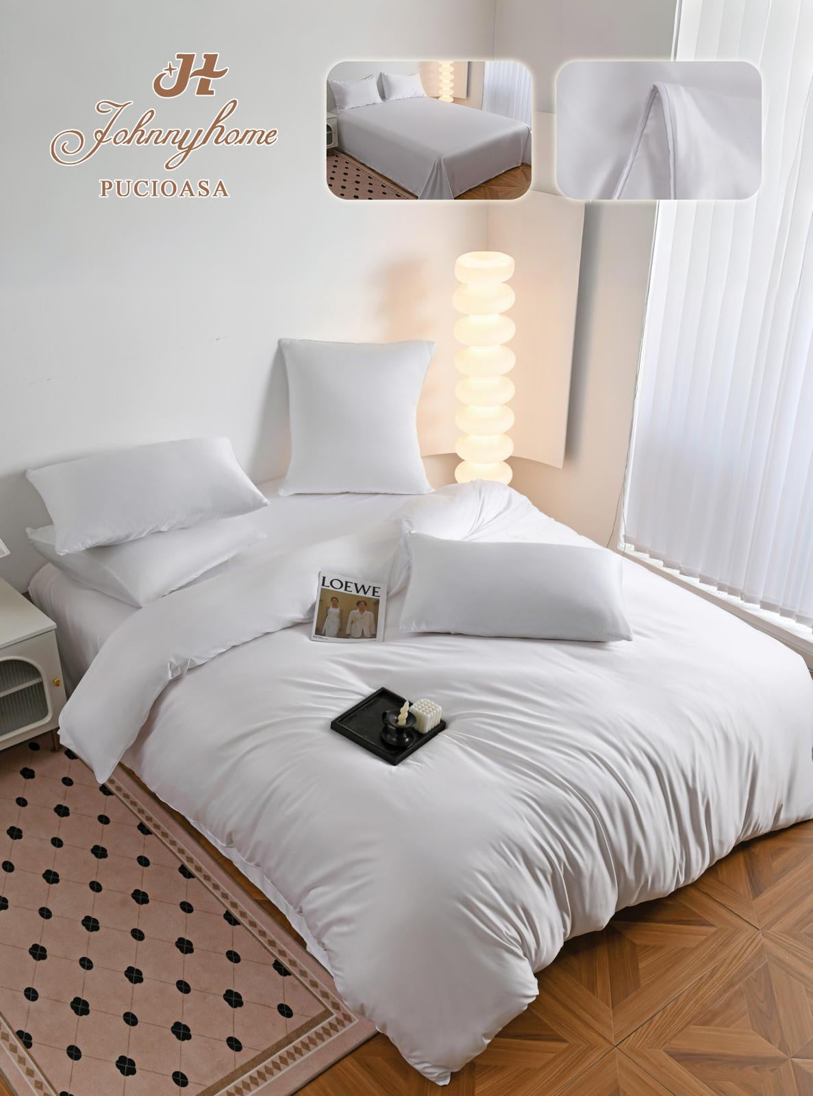 Lenjerie de Pat din Mătase Satinată – 6 Piese, Culori Uni, Premium